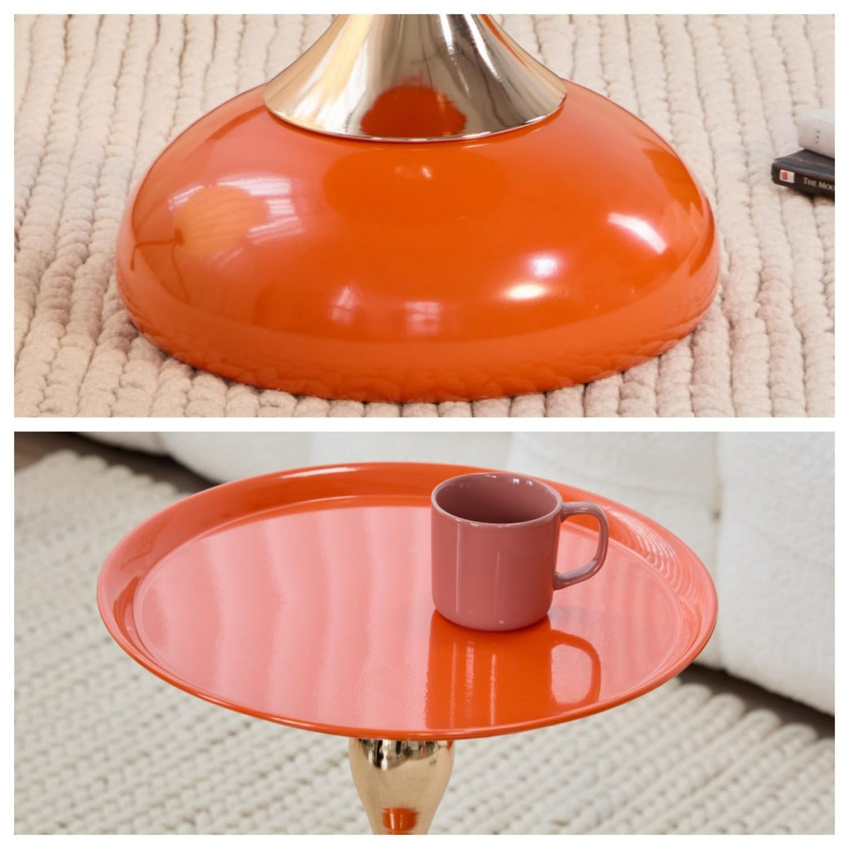 2-Pack Hourglass Side Table Orange Glossy Accent Table L168801