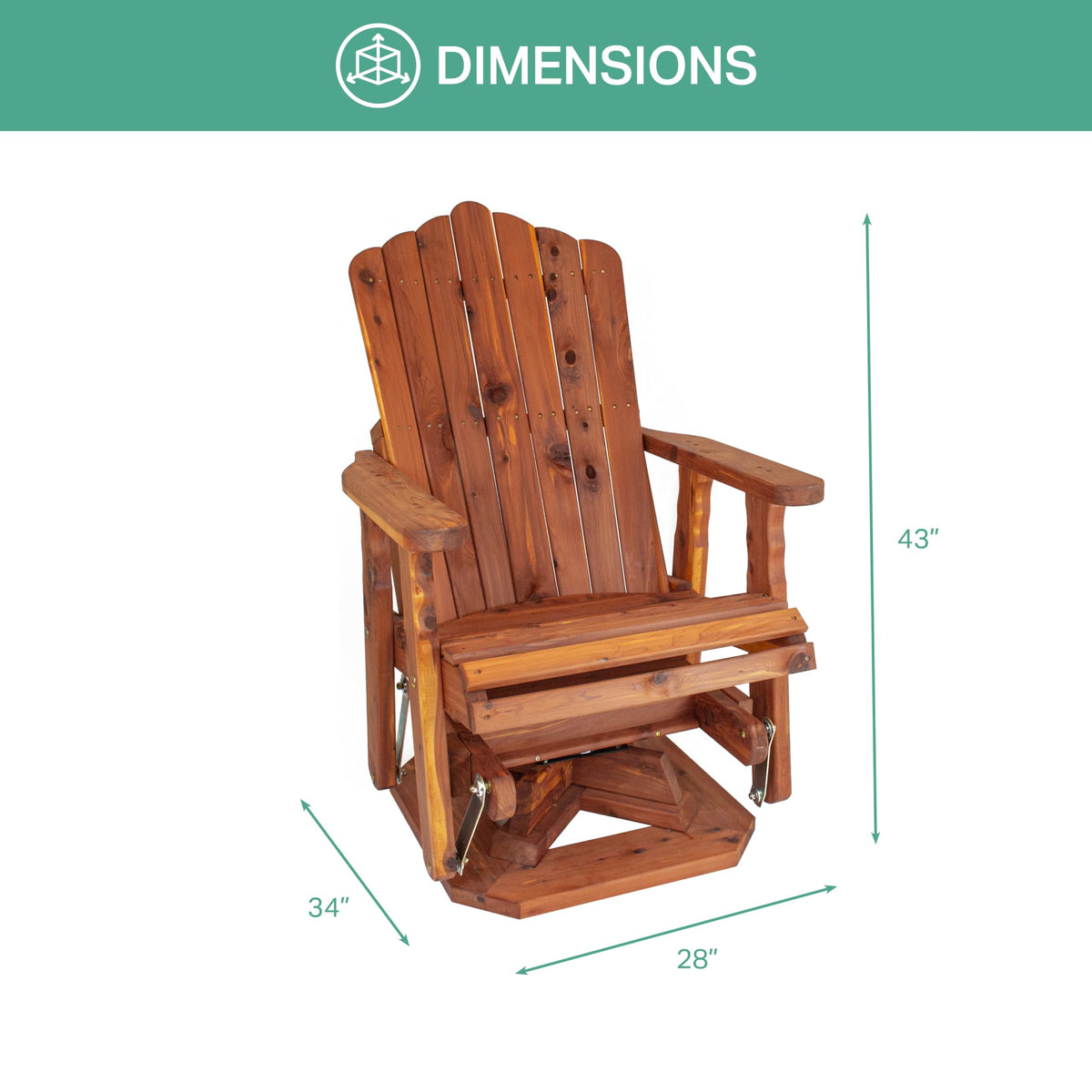 23" Cedar Adirondack Swivel Glider I27086