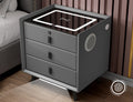 Grey Three Drawers Nightstand with Fingerprint Lock and Wireless Charging U38664