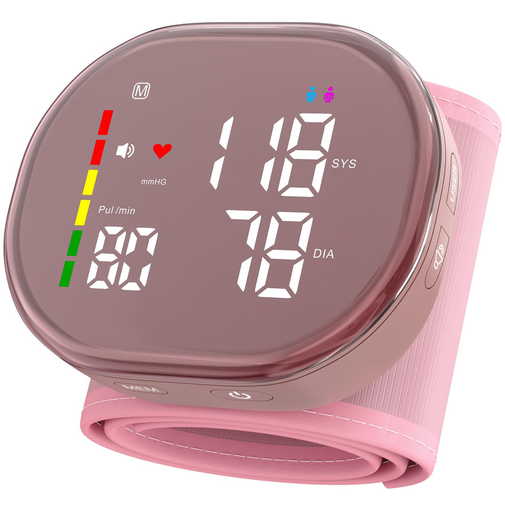Pink Rechargeable Wrist Blood Pressure Monitor M408766