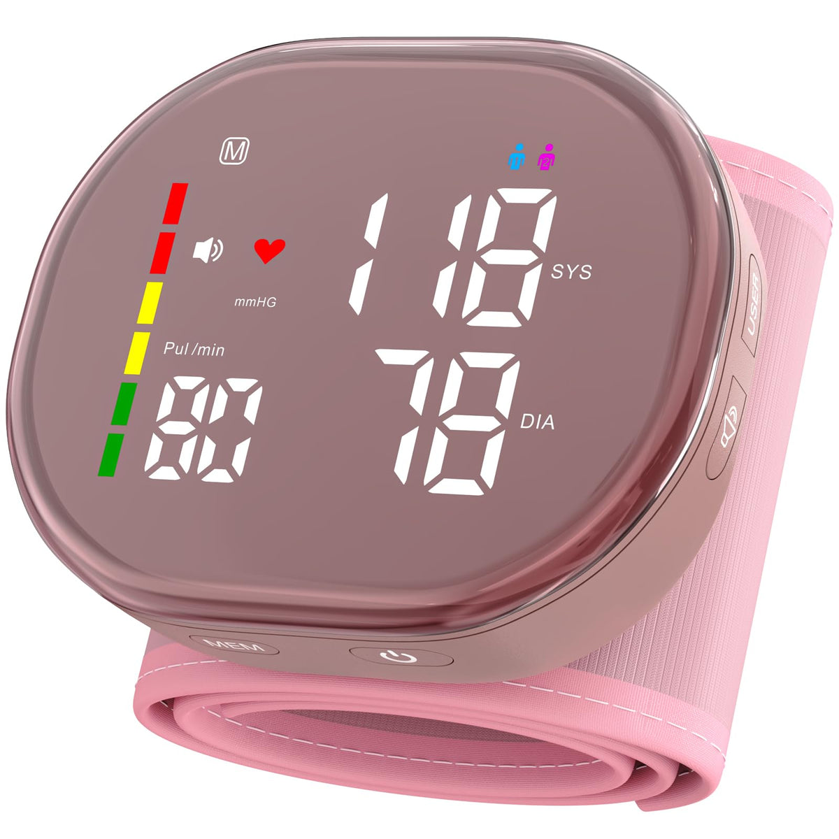 Pink Rechargeable Wrist Blood Pressure Monitor M408766