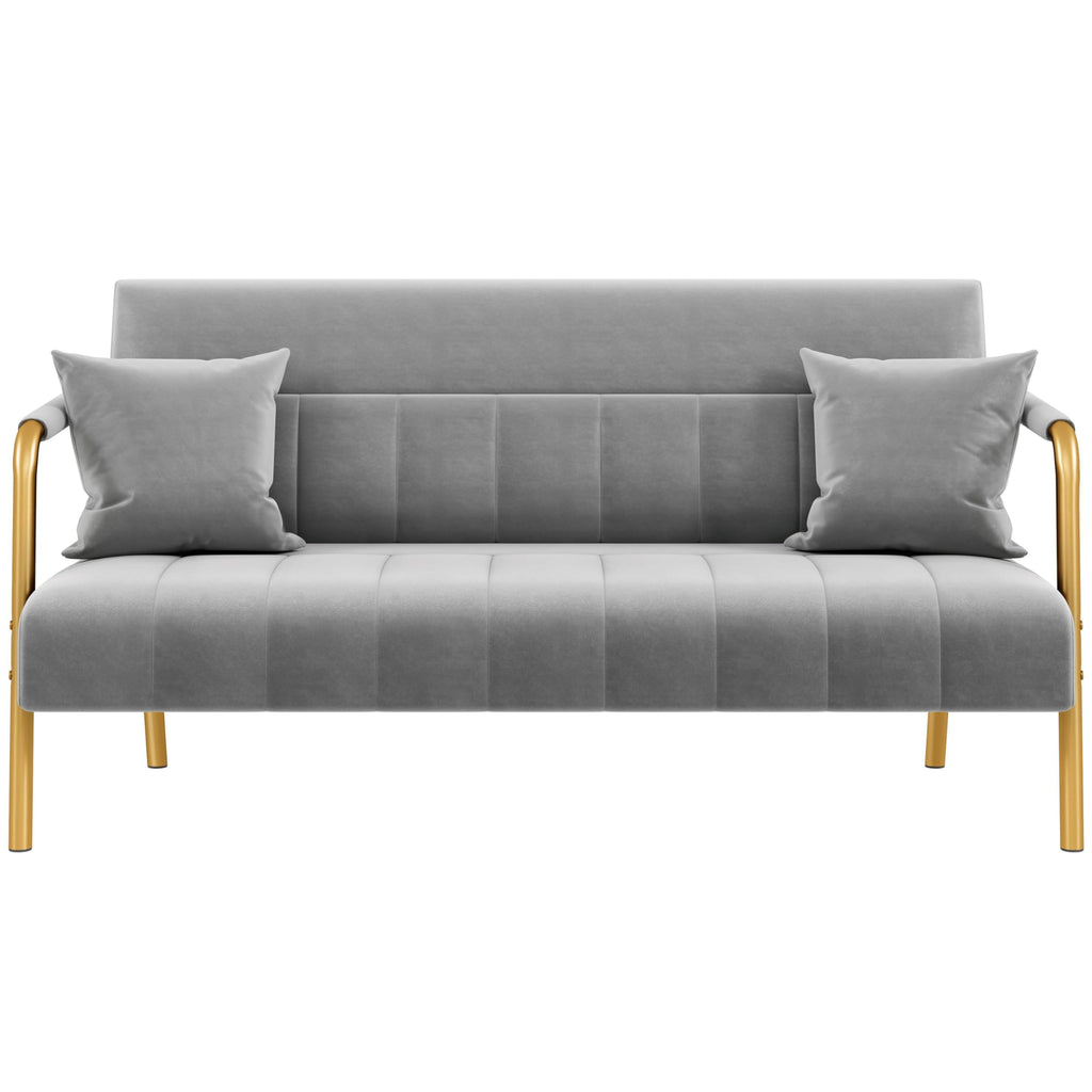 Light Gray 2 Seater Sofa with Gold-Tone Legs V572147