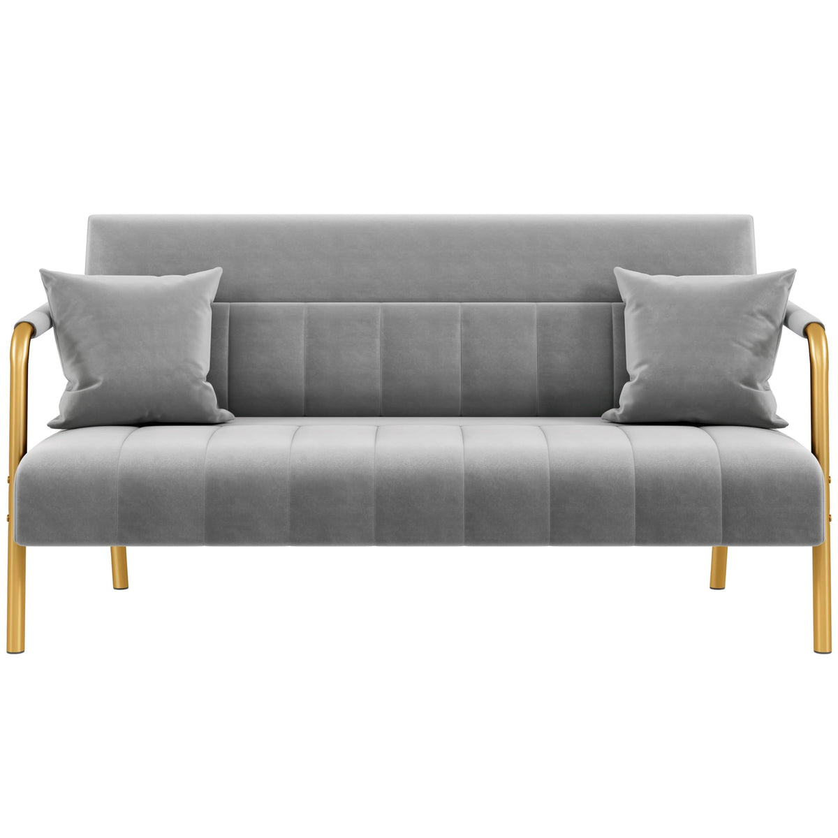 Light Gray 2 Seater Sofa with Gold-Tone Legs V572147