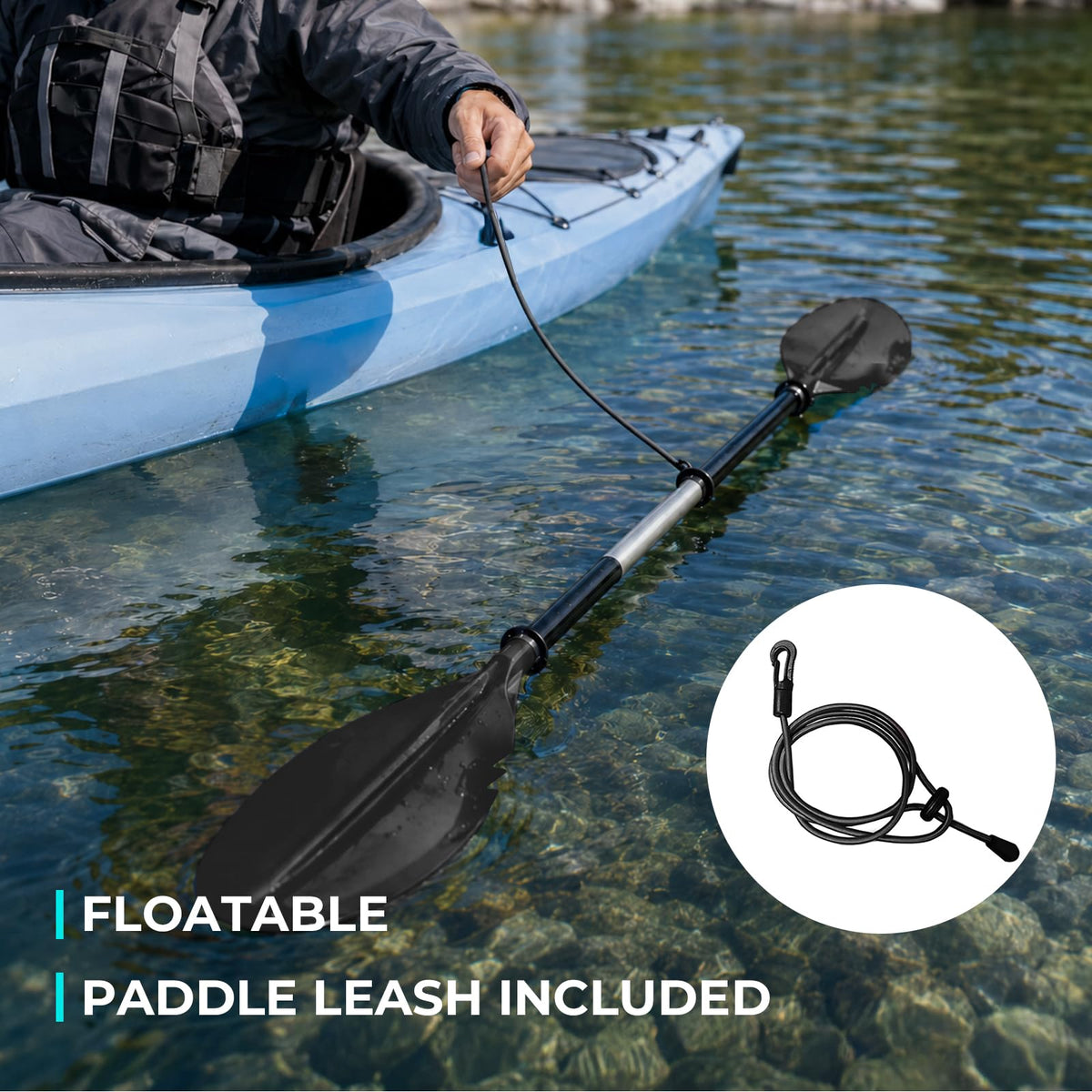 Heavy Duty Aluminum Alloy Kayak Paddles with Leash O287751