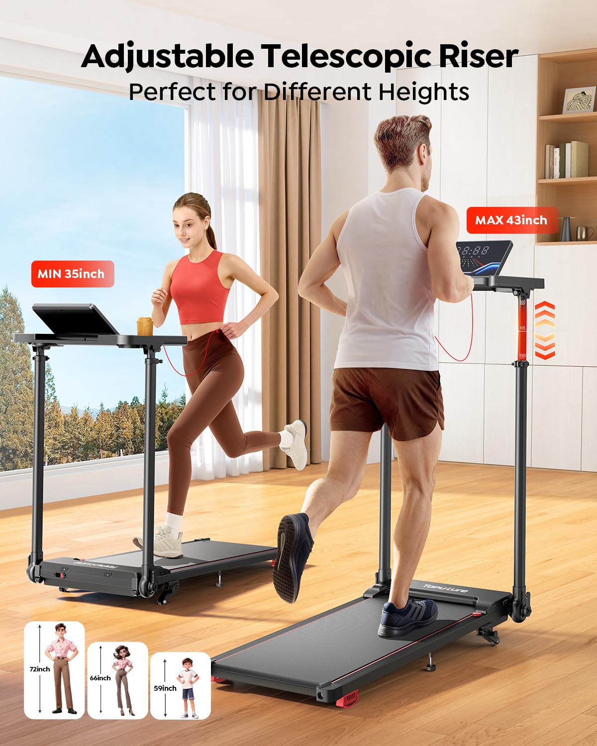 Foldable Treadmill with Incline and Adjustable Handle Bar S723