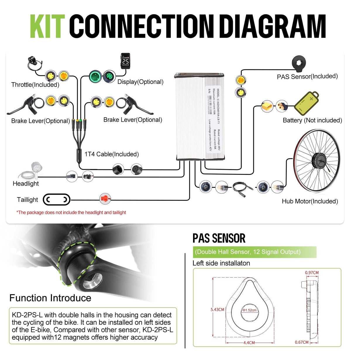 48V 500W Front Hub Motor Ebike Conversion Kit P65514