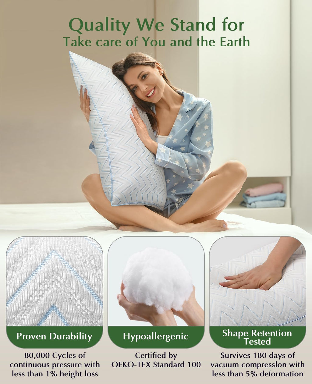 King Size Set of 2 Medium Firm Microfiber Bed Pillows T263