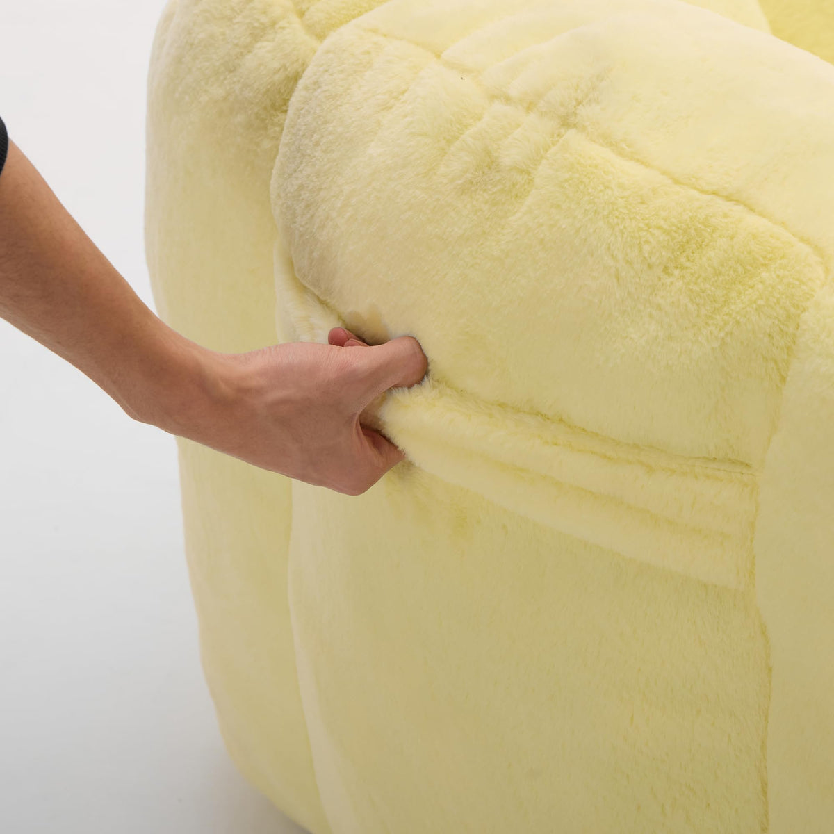 Large Yellow Faux Fur Bean Bag Chair L2722