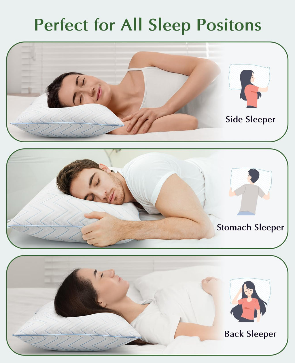 King Size Set of 2 Medium Firm Microfiber Bed Pillows T263