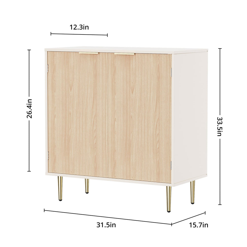 Oak Fluted Sideboard Storage Cabinet with 2 Doors W6393