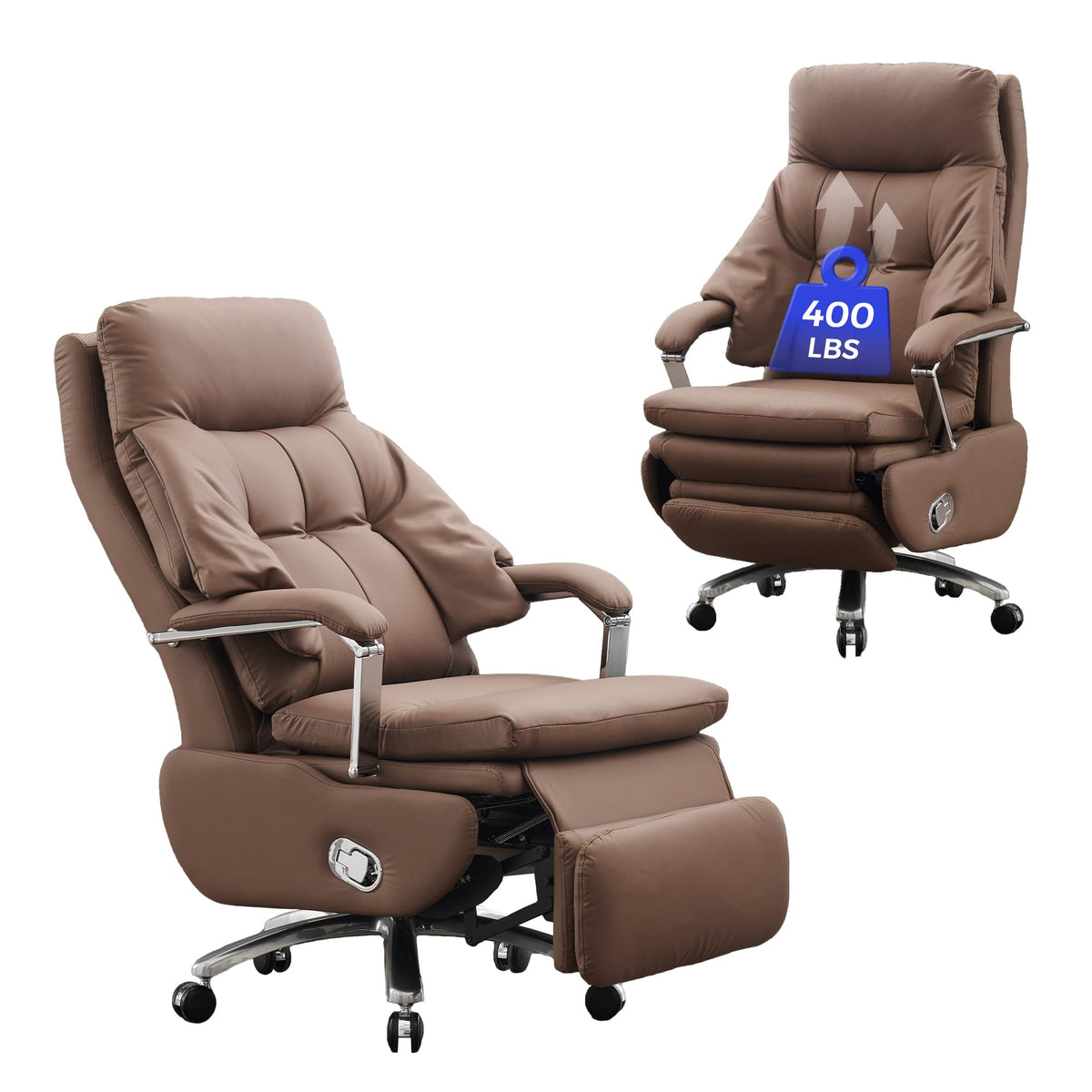 Brown PU Leather Recliner Chair with Footrest 400LBS M100473