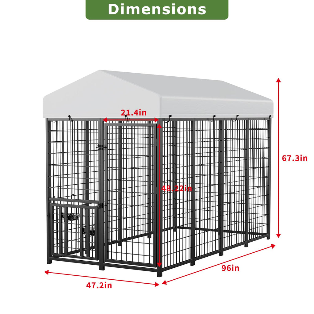Heavy Duty Outdoor Dog Kennel with Rotating Bowls C343
