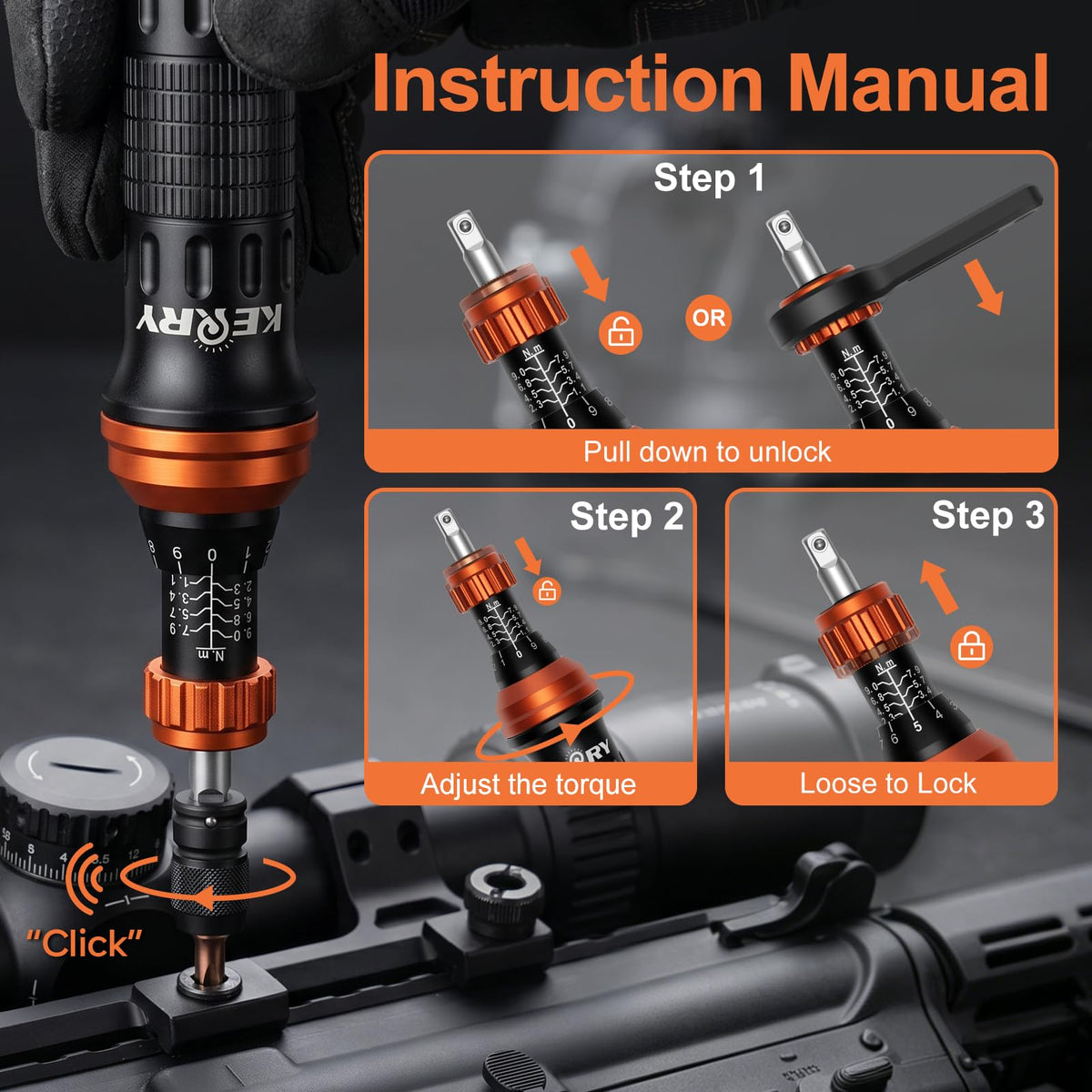 1/4 Inch Pound Torque Screwdriver Set, 10-80 In-Lb, 34-Pieces Bits A4242