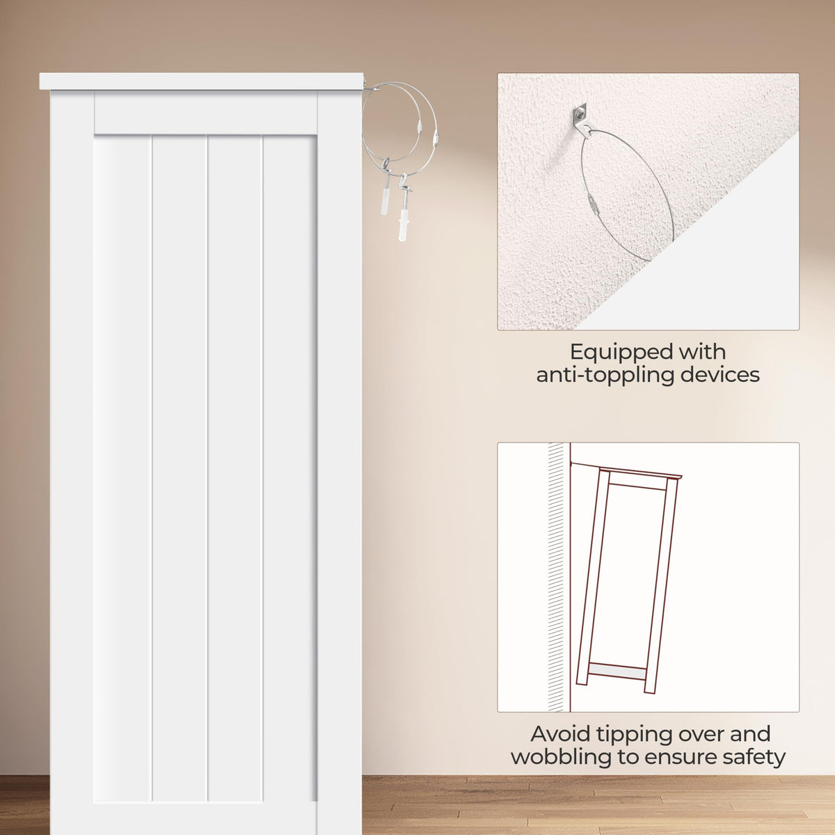 White 4 Drawer 2 Door Bathroom Storage Cabinet Y799134
