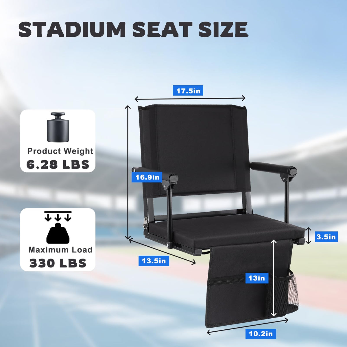 2 PCS Stadium Seats with Back Support R53950