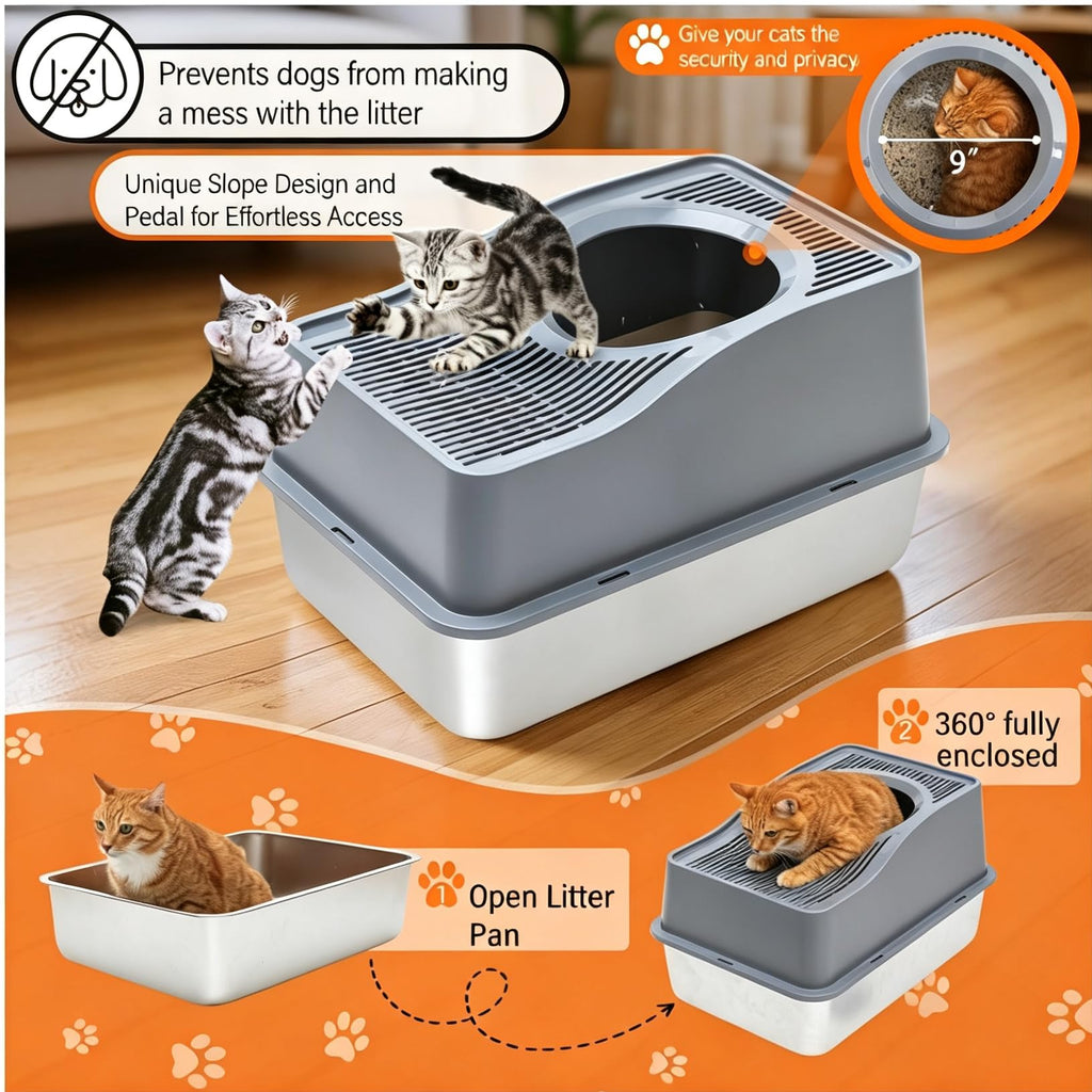 Stainless Steel Top Entry Cat Litter Box P5138