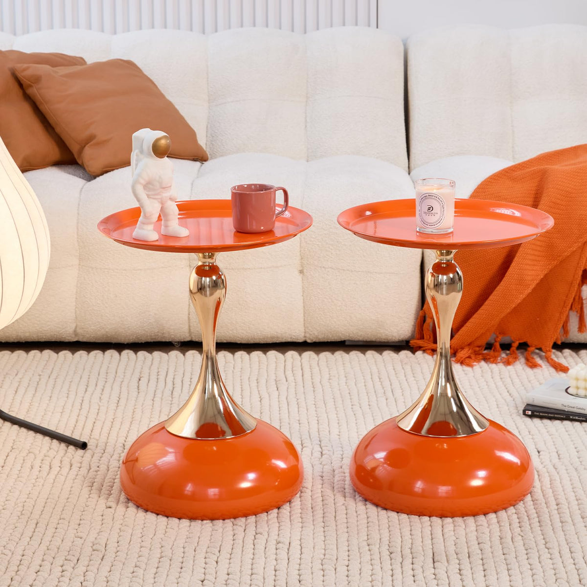 2-Pack Hourglass Side Table Orange Glossy Accent Table L168801