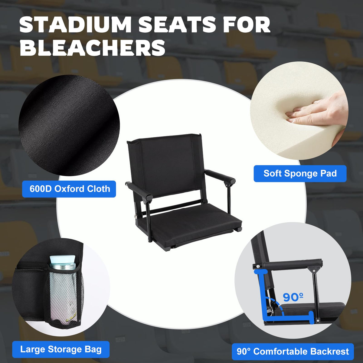 2 PCS Stadium Seats with Back Support R53950