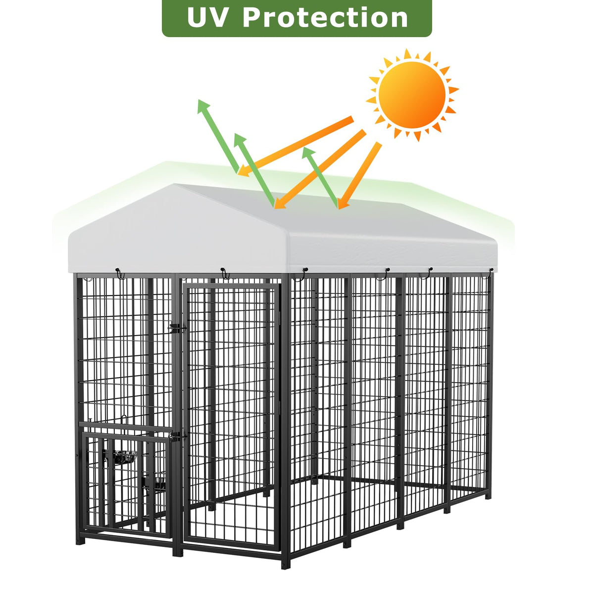Heavy Duty Outdoor Dog Kennel with Rotating Bowls C343