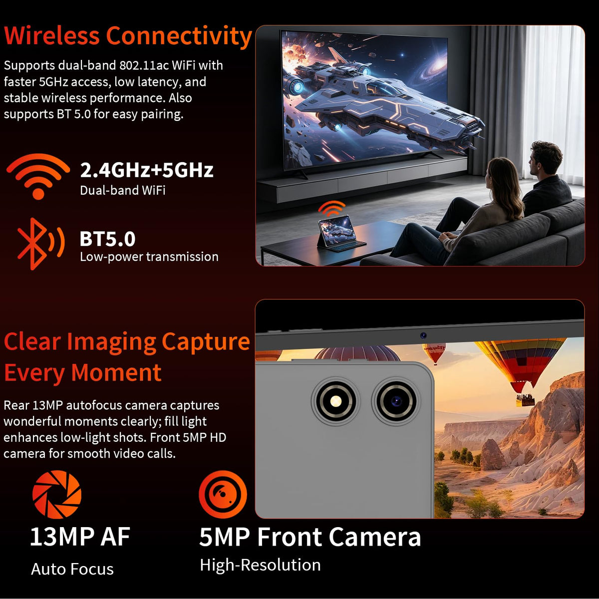 Black Android 16 Tablet with Keyboard H2171
