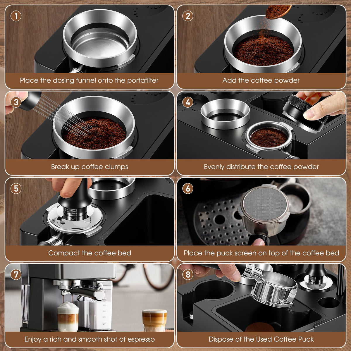 51mm Espresso Accessories Kit, Tamping Station, Knock Box, Tamper Q398