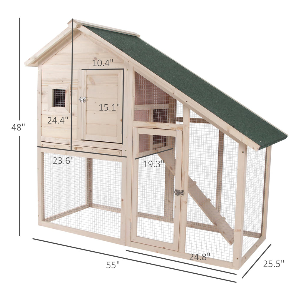 55 Inch 2-Tier Wooden Rabbit Hutch N850016
