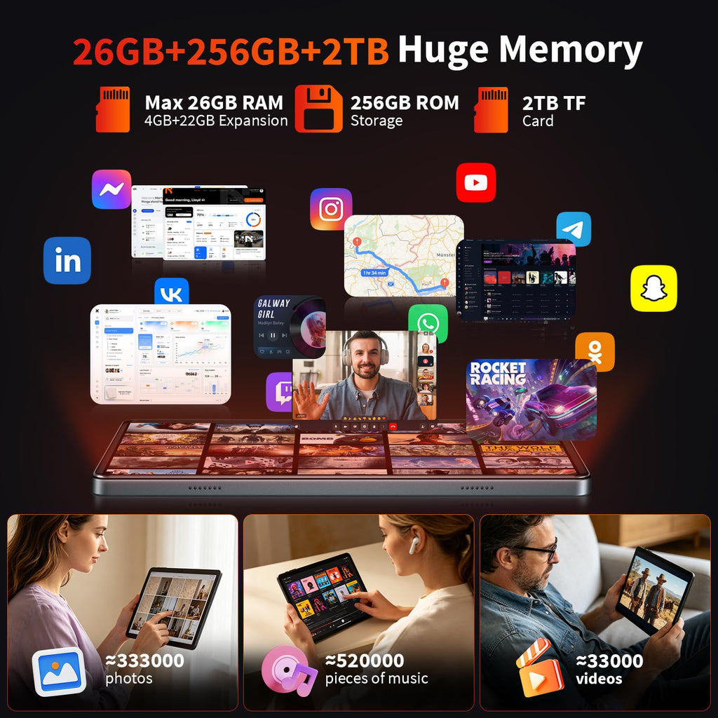 Black Android 16 Tablet with Keyboard H2171