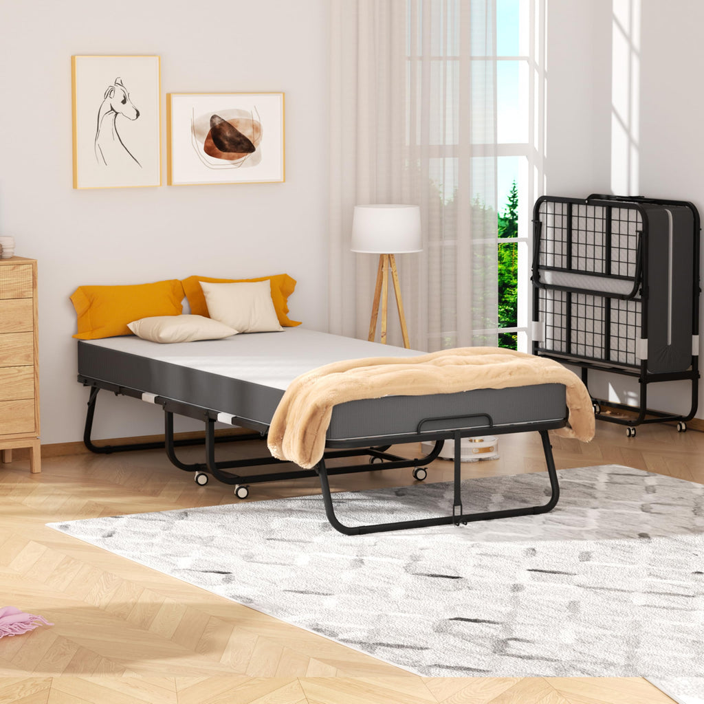Folding Bed with Mattress, Portable Roll Away Bed, 75" x 31" G796793