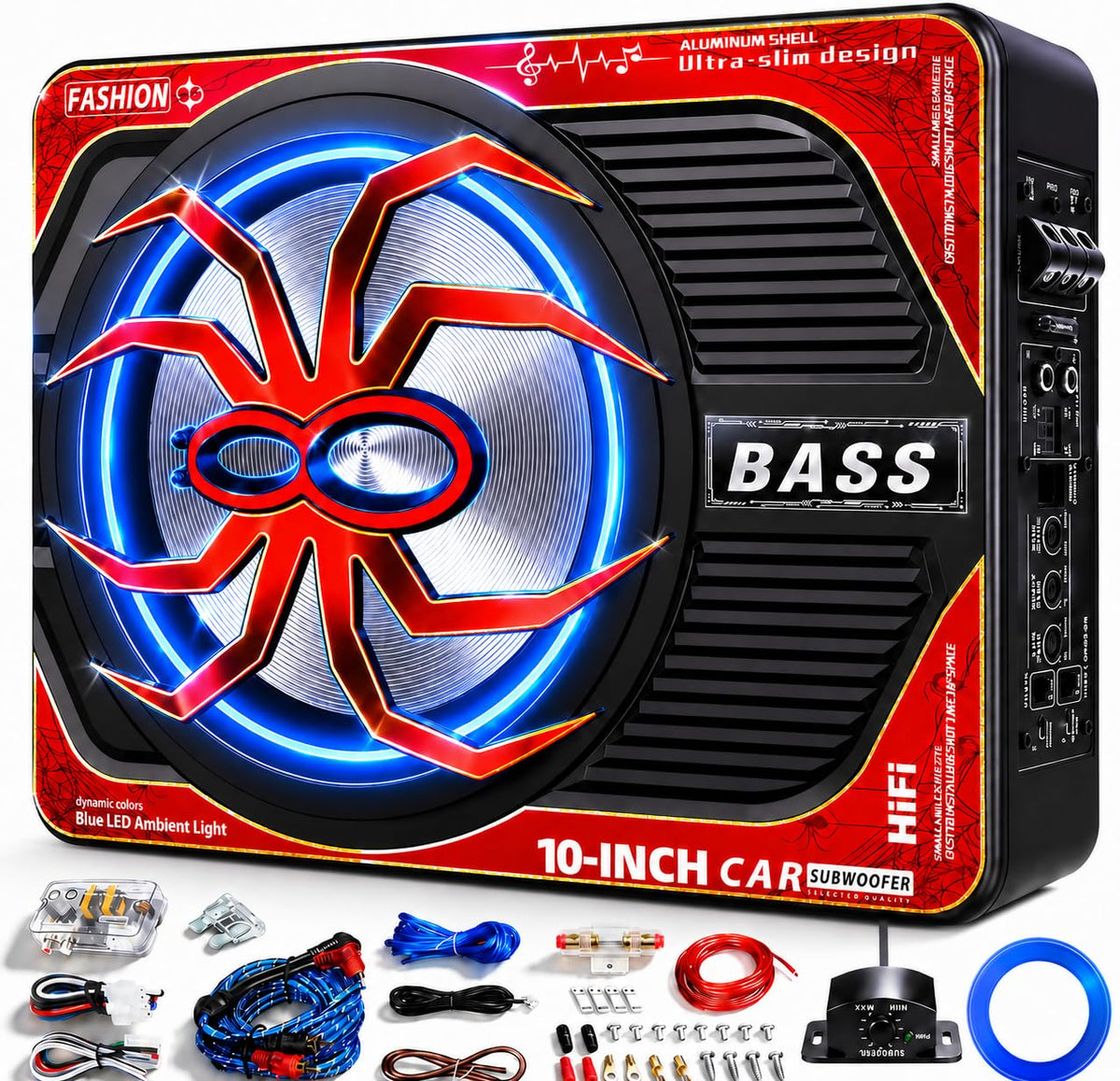 2000W 10 Inch Underseat Car Subwoofer and Amp Package L6633
