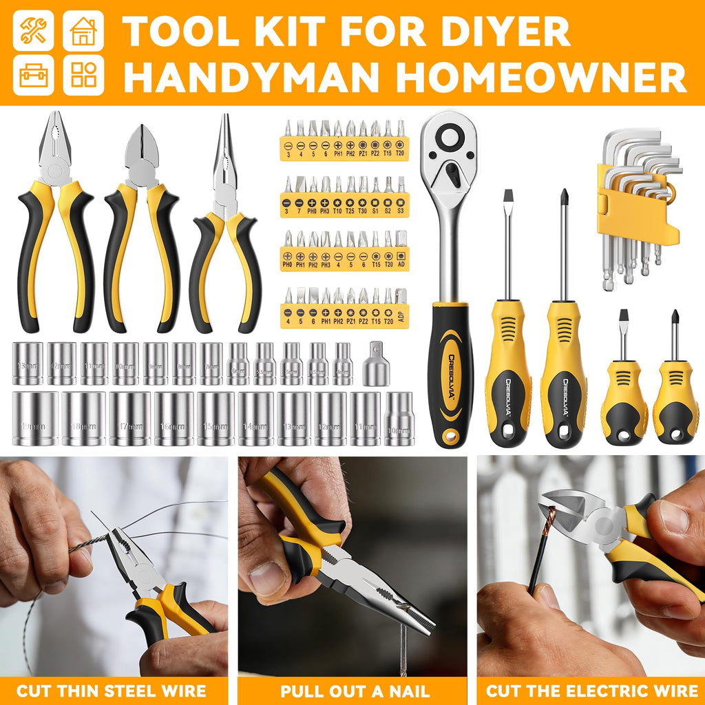 199 Piece Tool Kit with Socket Wrench Tool Box Case V2332