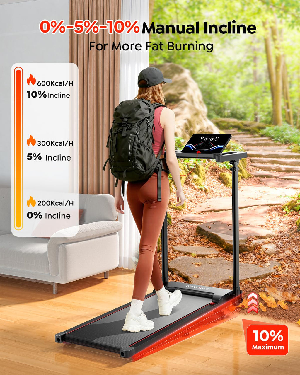 Foldable Treadmill with Incline and Adjustable Handle Bar S723