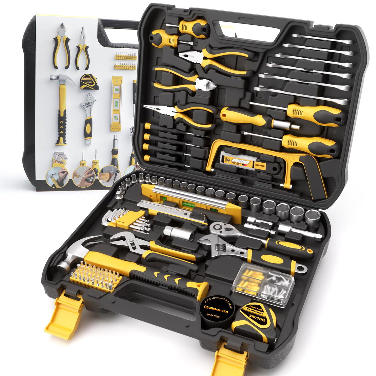 199 Piece Tool Kit with Socket Wrench Tool Box Case V2332
