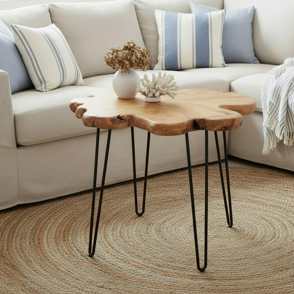 Flower-Shaped Live Edge Cedar Coffee Table Q28921