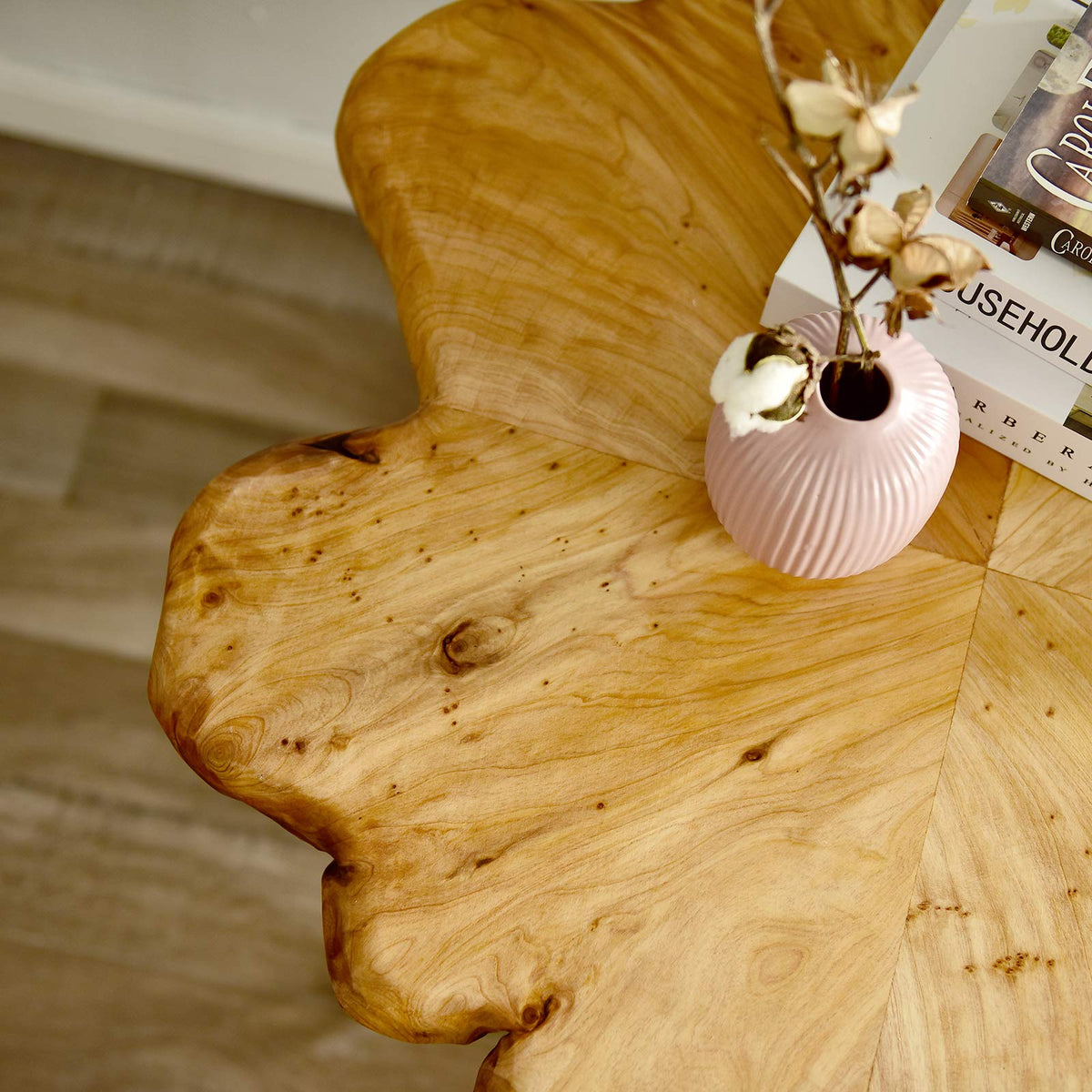 Flower-Shaped Live Edge Cedar Coffee Table Q28921