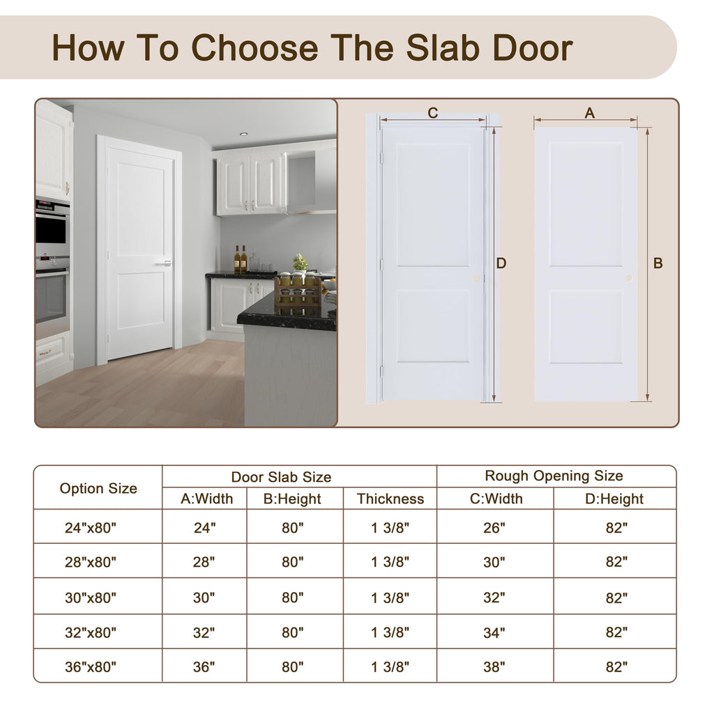 36"x80" Left-Hand Prehung Interior Door with Knock Down Jamb Kit B3022
