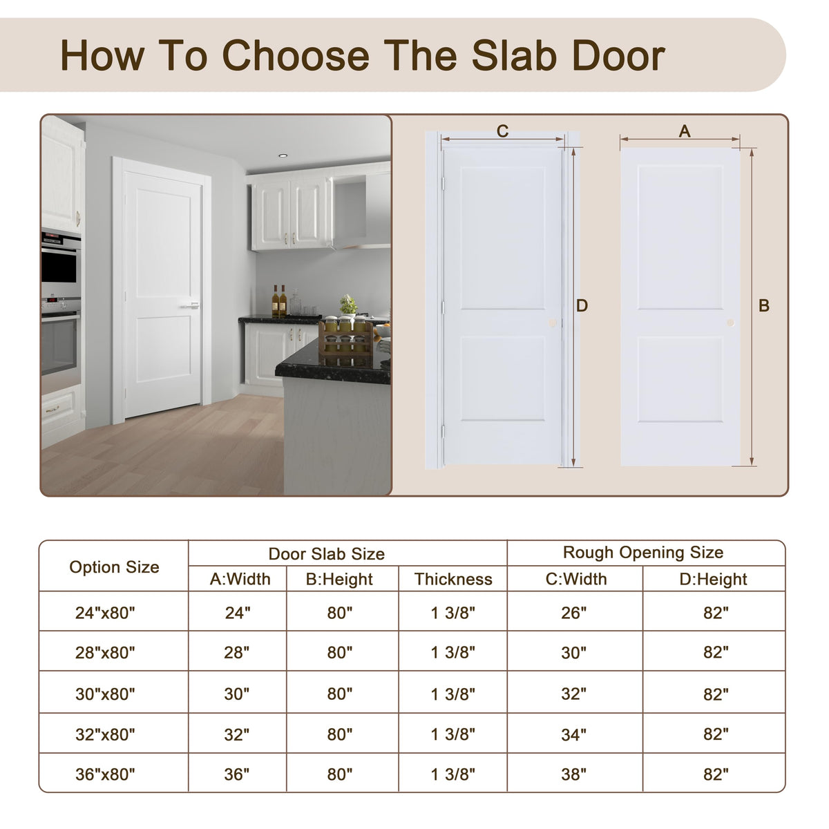 36"x80" Left-Hand Prehung Interior Door with Knock Down Jamb Kit B3022