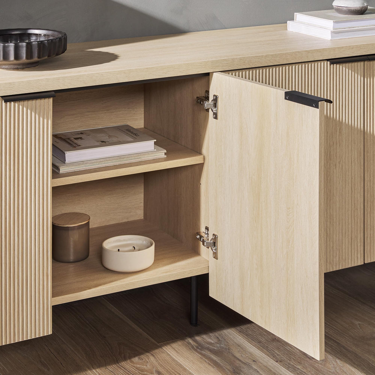 69 Inch Coastal Oak Sideboard Buffet Z9181