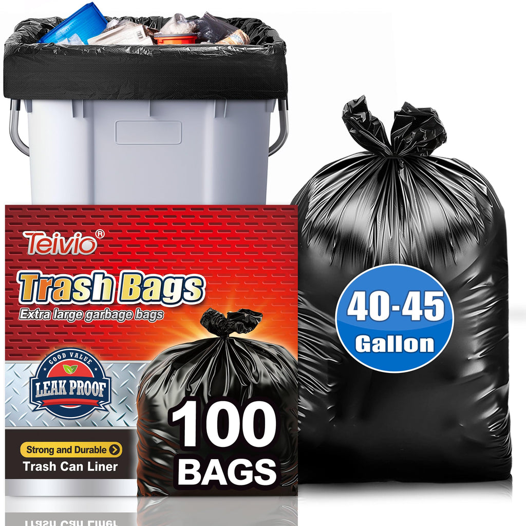 Black 40-45 Gallon Trash Bags 100 Count T865