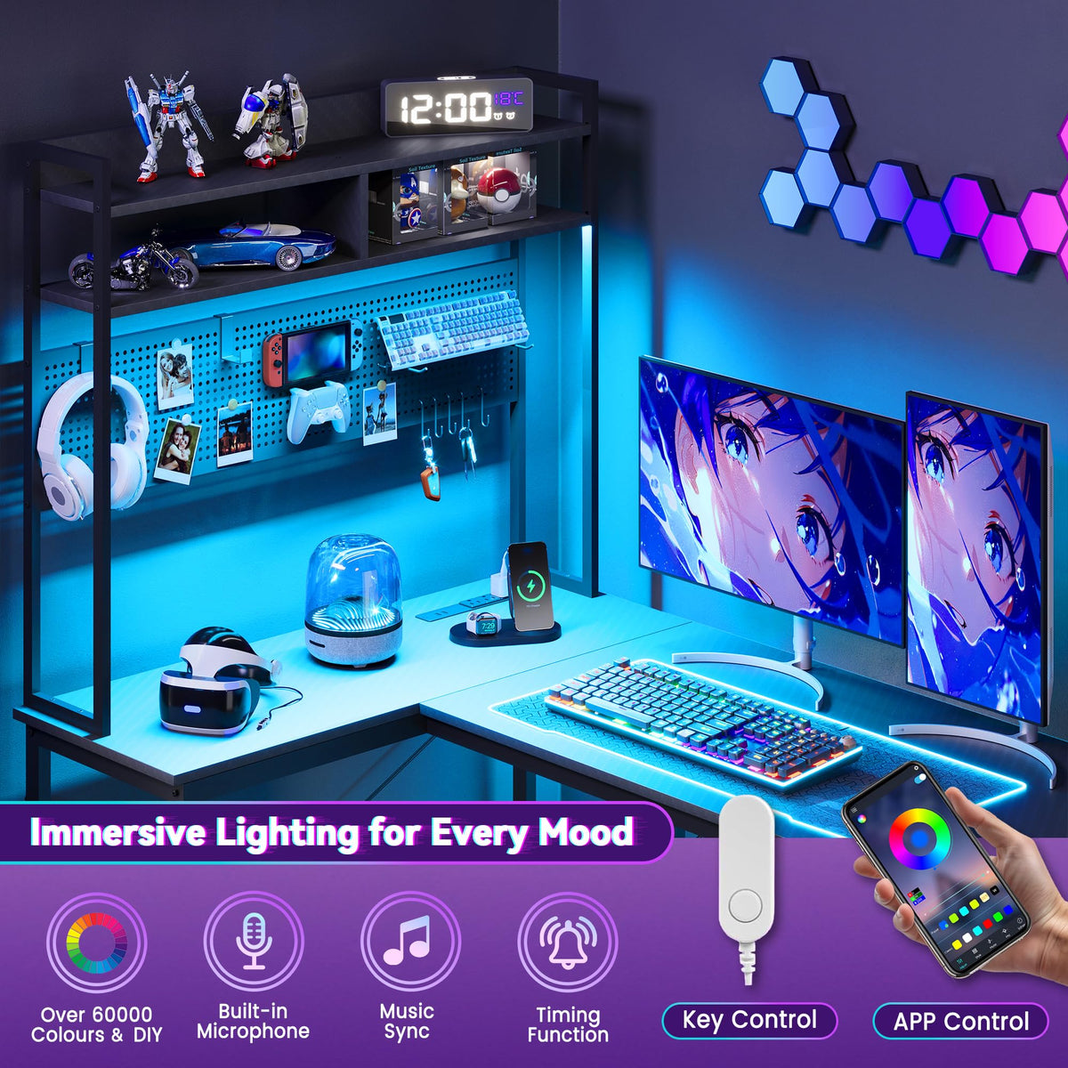 L Shaped Gaming Desk with Hutch X22470