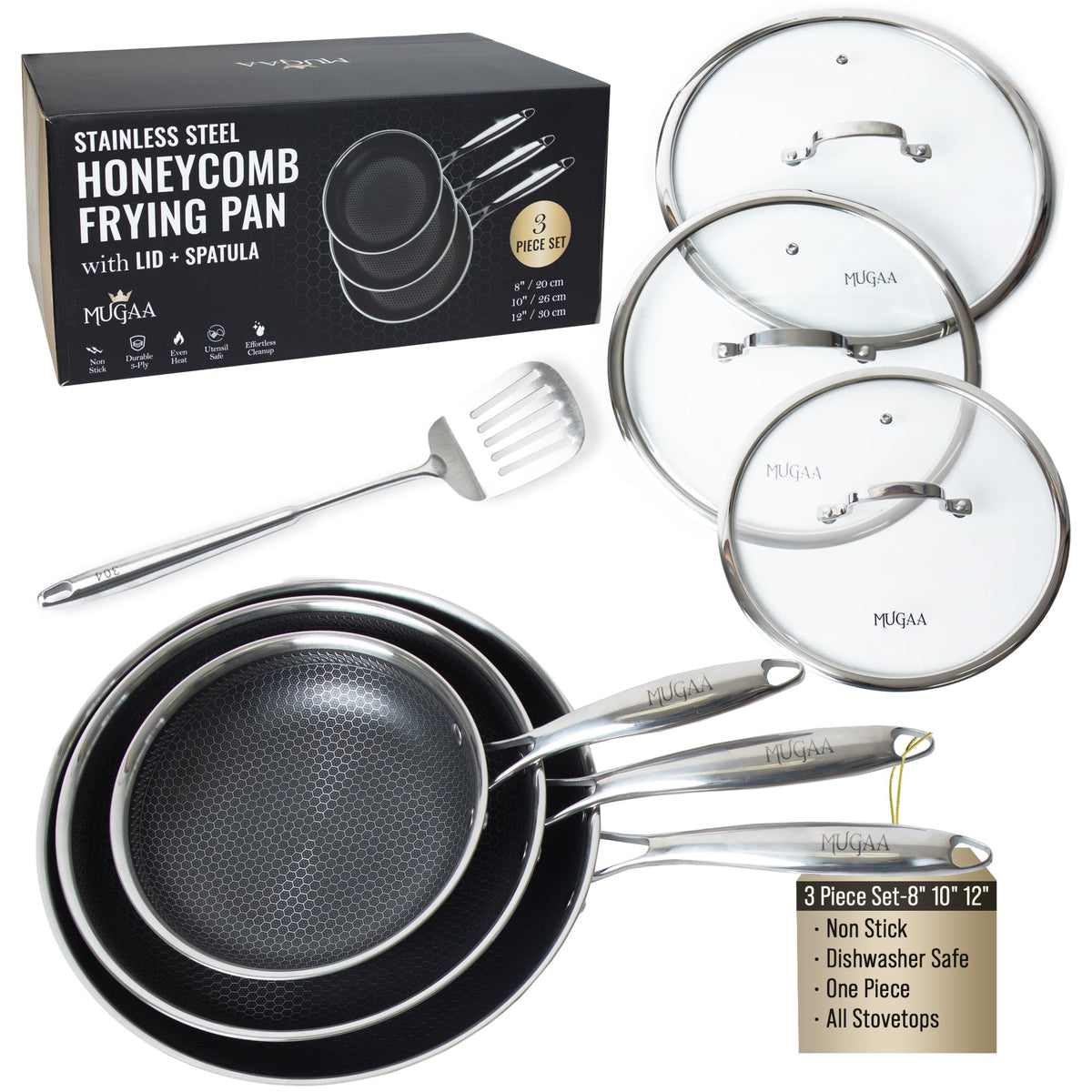 8/10/12" Stainless Steel Nonstick Pan Set G77106