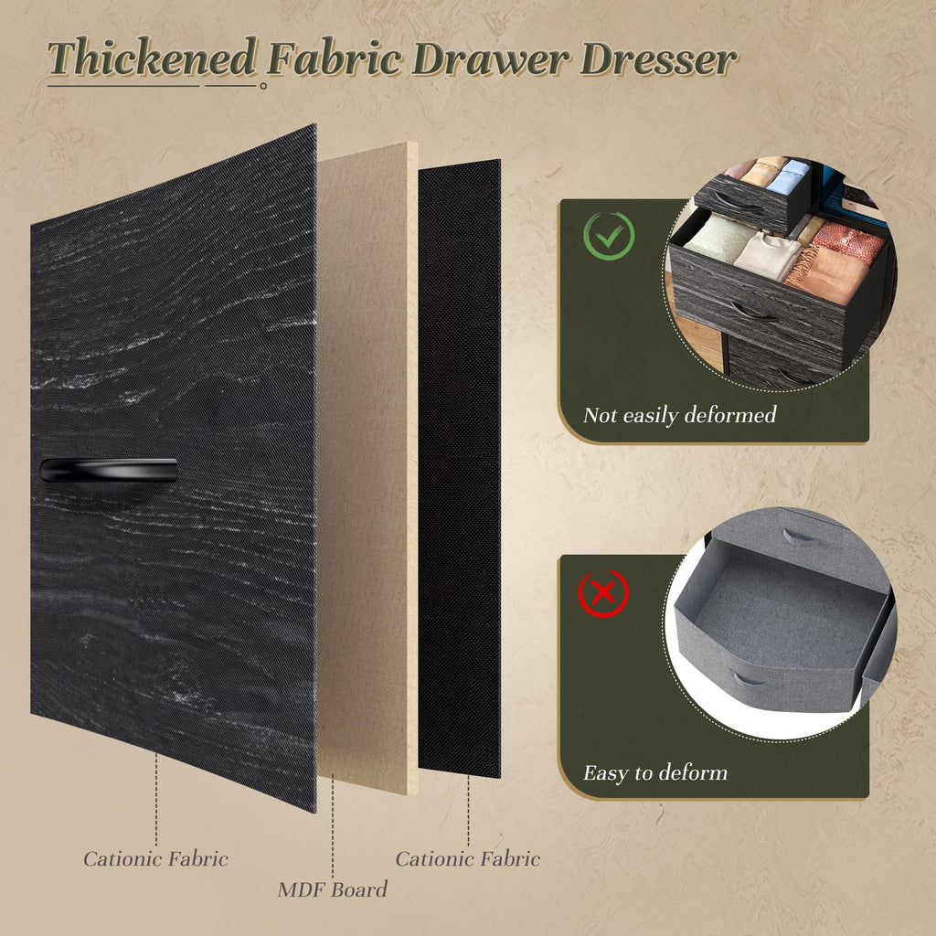 Black 10 Drawer Dresser with Charging Station Y583554
