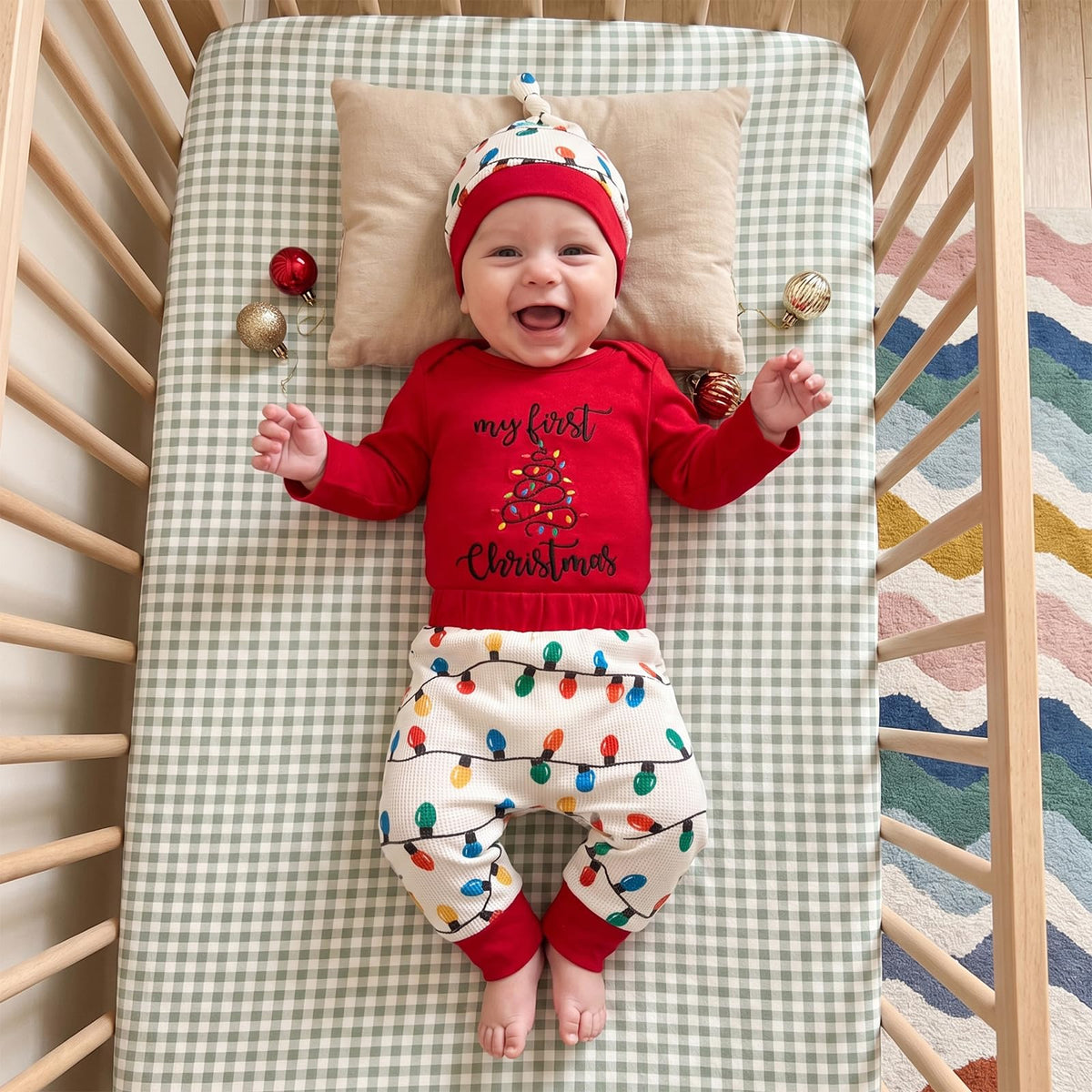 Christmas Baby Boy Outfit Romper Pants Hat M18868