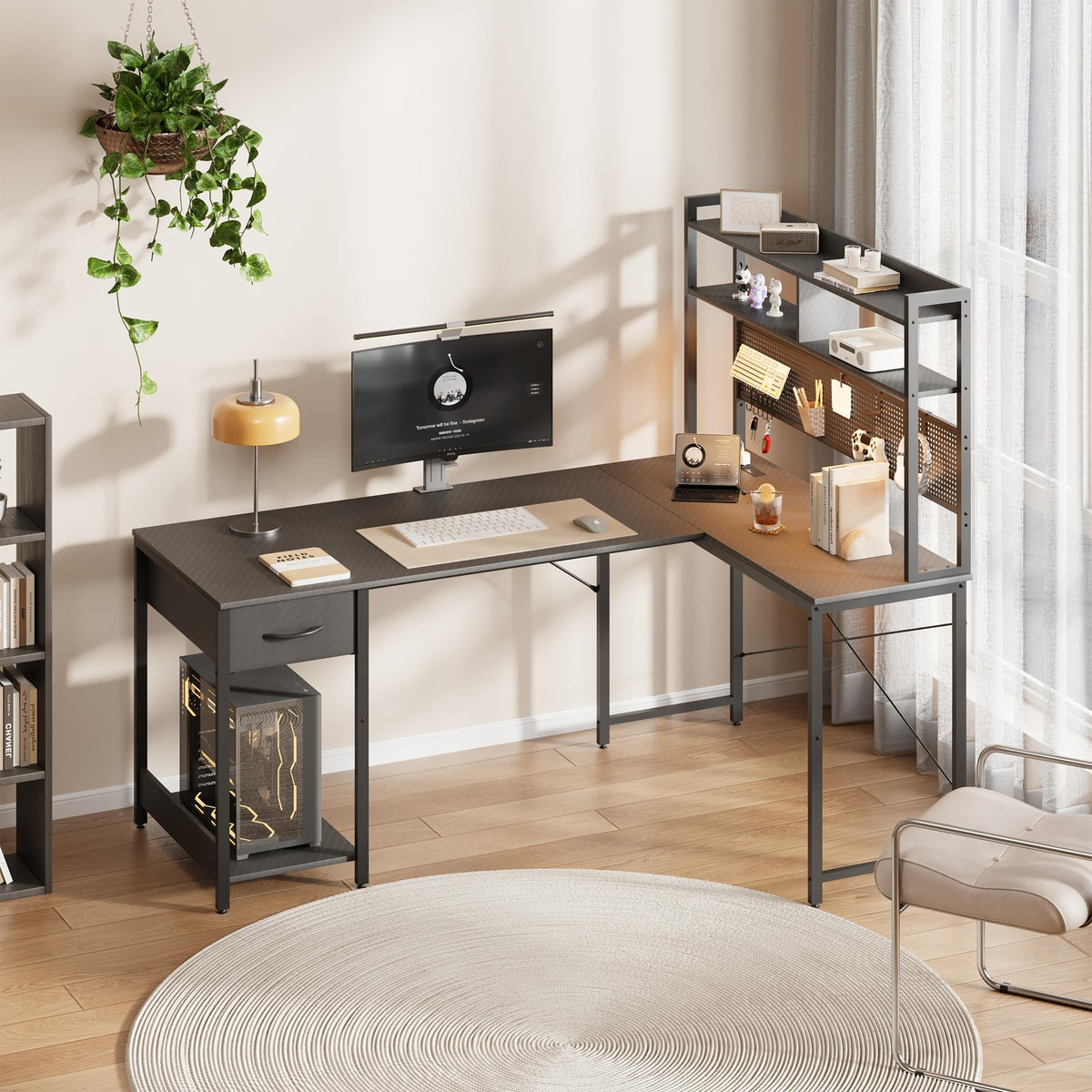 L Shaped Gaming Desk with Hutch X22470