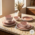 12 Pcs Light Pink Melamine Dinnerware Set H753369