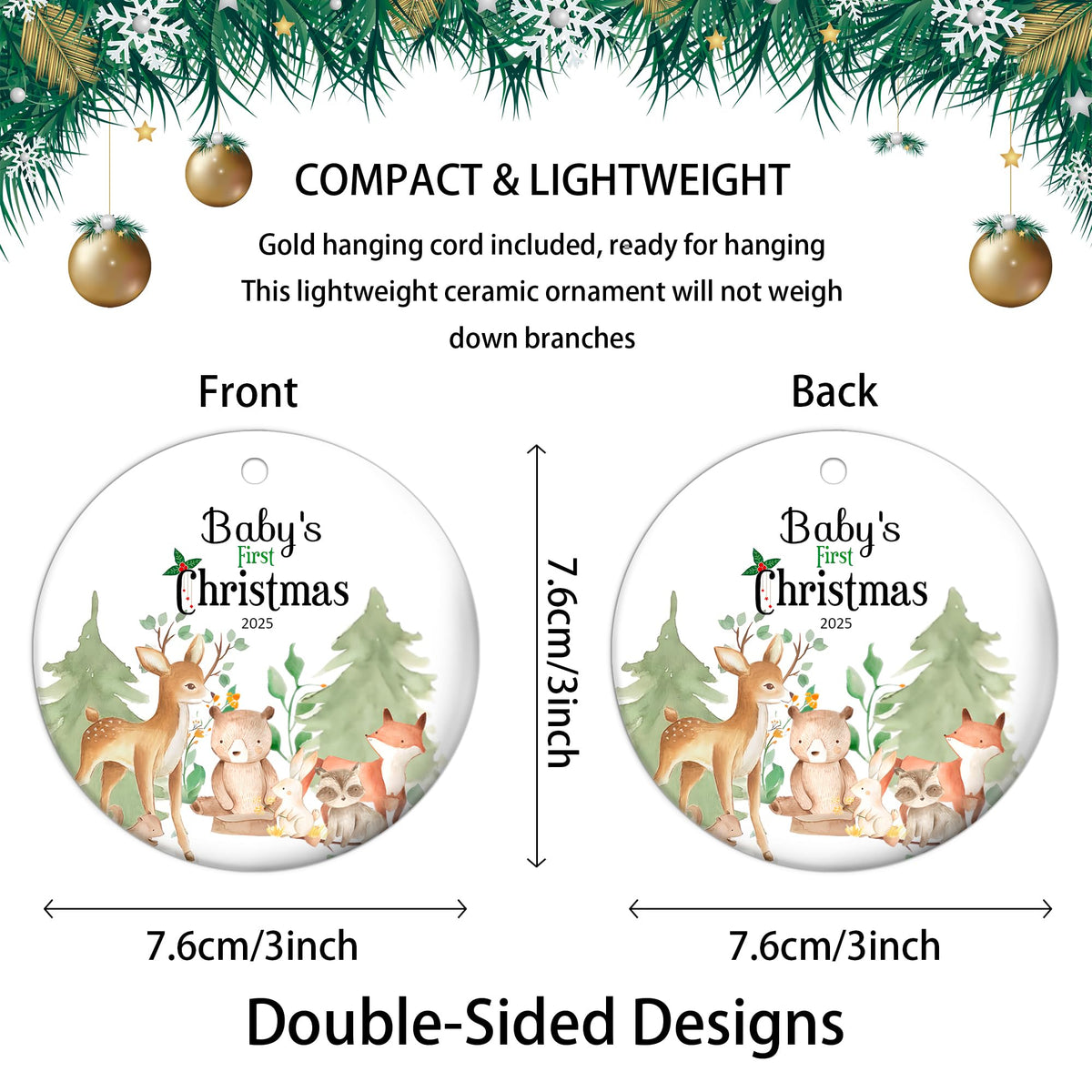 Baby's First Christmas Ornament 2025 Ceramic Decoration E367