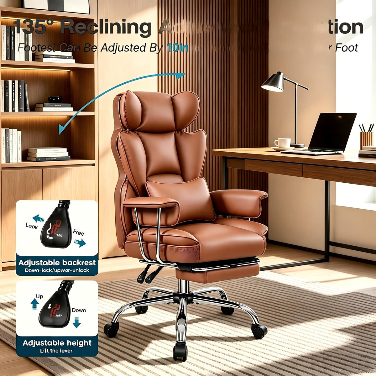 Big and Tall High Back Office Chair with Footrest G3241