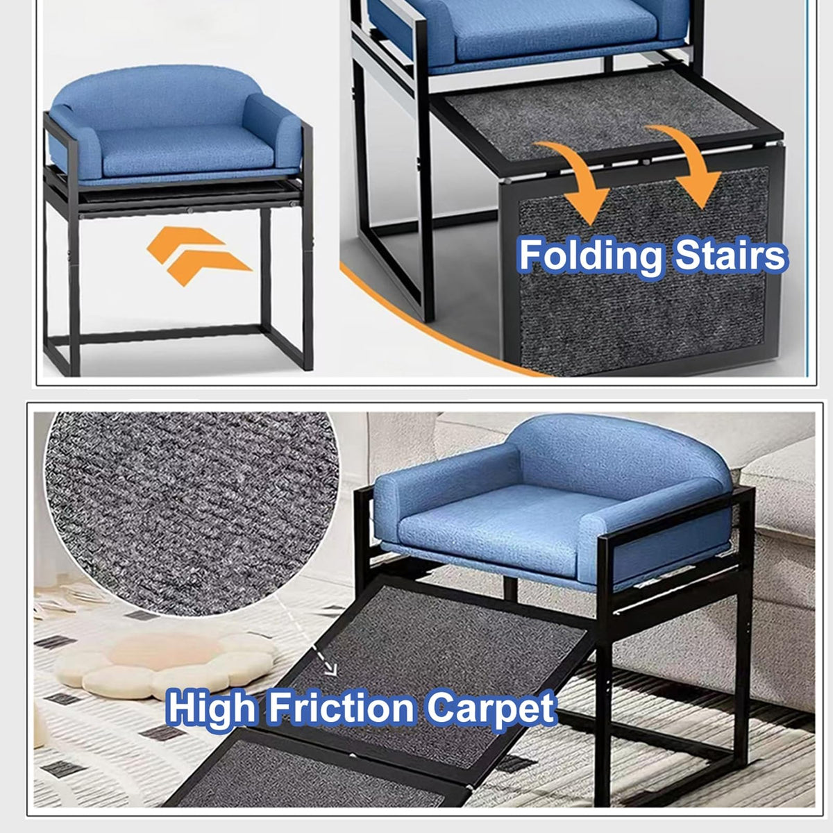 Extra Wide Non Slip Dog Stairs with Wheels M517