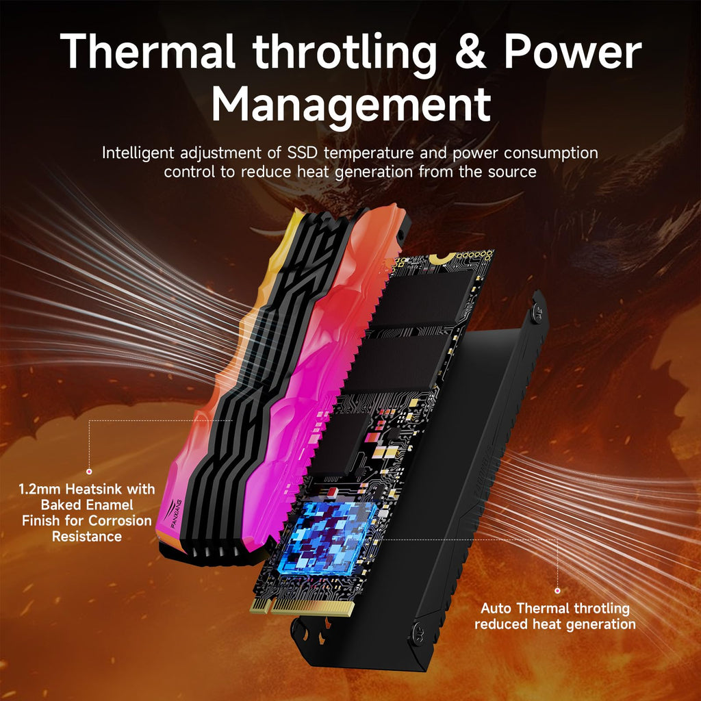 2TB NVMe M.2 SSD PCIe 4.0 Internal Solid State Drive with RGB Heatsink H9644