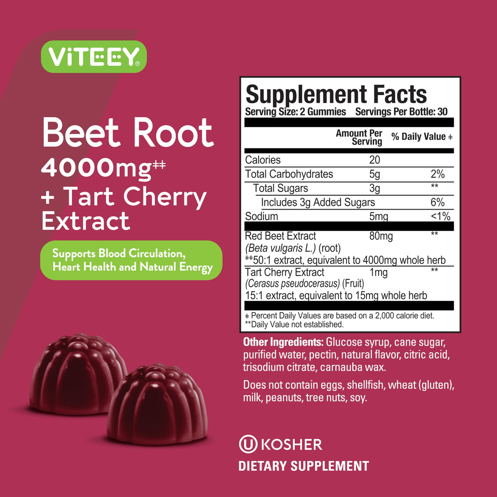 Beet Root Gummies 4000mg & Tart Cherry A725