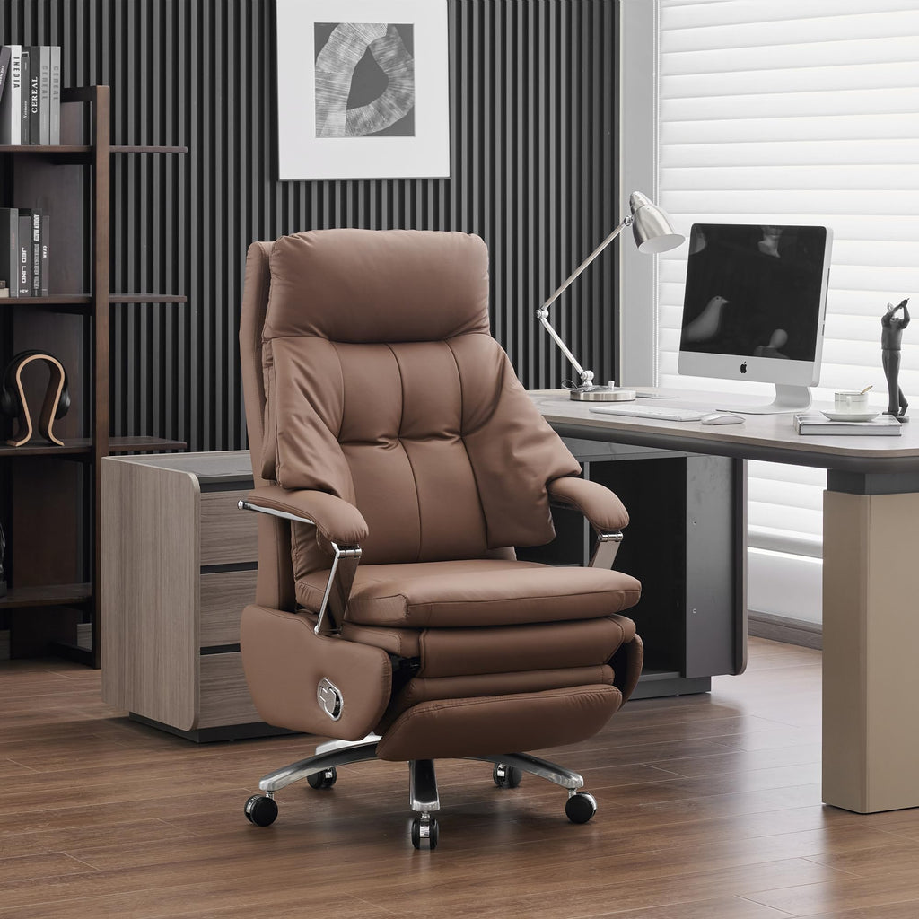Brown PU Leather Recliner Chair with Footrest 400LBS M100473